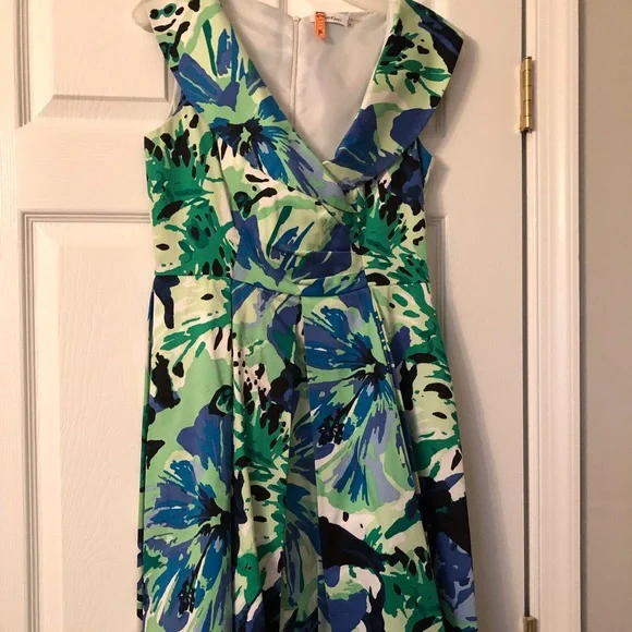 calvin klein fit and flare floral dress MILLY Linda Stretch Cady Midi Fit And Flare Midi Dress 2 main image 0